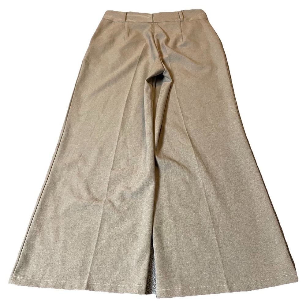 Wide Leg Dress Pants Sz M Beige Ultra High Rise Career Party Classic - Picture 2 of 10